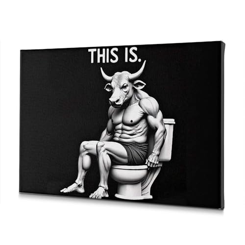 Toile taureau musclé sur les toilettes déco de Pâques originale