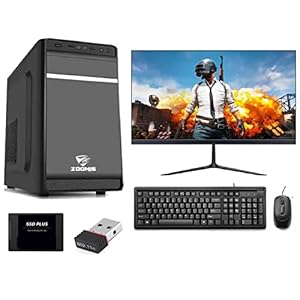 Zoonis i5-750 Gaming Pc for Free Fire & GTA Core i5 (8 GB DDR3 Ram /500 GB HDD/128 GB SSD/Windows 10 Pro Trail Version /2 GB Graphics Card /19 Inch Screen/Gaming Pc) with MS Office (Black, White)