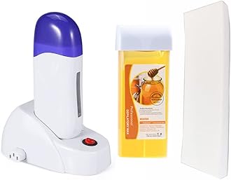 Depilatory Roll on Wax Warmer Kit, Portable Hair Removal Epilator Machine Set for Women Men - Leg, Bikini, Armpit (Heater 1, Wax 1, 20 Strips)