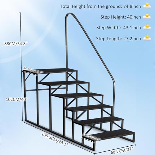 Escalera resistente para piscina elevada con barandales miniatura 3