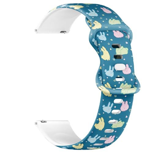 Compatible with Garmin Fenix 7/7 Pro, Fenix 6/6 Pro, Fenix 5/5 Plus, Epix (Gen2) / Epix Pro (Gen2), 22mm Replacement Sport Watch Band (Bunnies Cute Rabbits) Silicone Soft Strap Bracelet