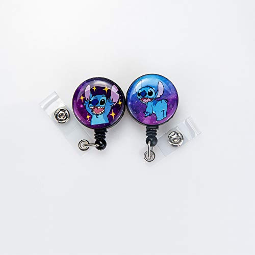 Qinsuee Cute Stitch Retractable Badge Holder,4 Pack Cartoon Id Badge Reel Belt Clip For Women Teacher Worker Nurse #TOP2