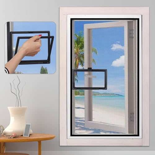 Moustiquaire fenêtre sans perçage 100x100 rideau anti mouche et filet adhésif