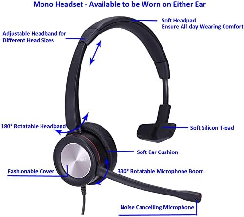 MKJ USB Headset with Microphone Noise 