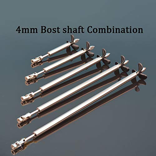 Arbre d'entraînement de Bateau en Acier Inoxydable de 4mm + Joint de Cardan + hélice à 3 pales + Manchon d'arbre en Acier Inoxydable + écrou d'hélice for Bateau Rc (Color