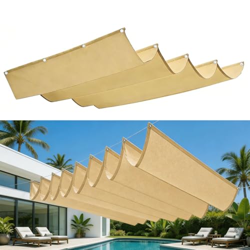 Voile d'ombrage rétractable vague 1,7x6m sable imperméable pour terrasse - 2