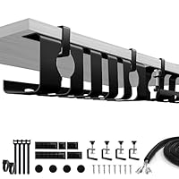 Kit Cable Management Sotto Scrivania BANNIO - 2 Canalette Portacavi 43cm, Senza Forare, Bianco - Foto 3