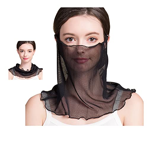 シルク カットマスク シルクネックウォーマー マフラーフェイスカバー 息苦しくない フェイスガード 紫外線カット 多機能 女性用 (K色)