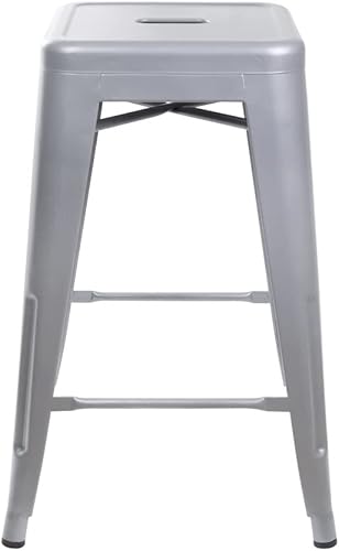 Miniatura 4 de GIA Taburete de mostrador sin espalda de 24 pulgadas cantidad de 1 gris con asiento de madera oscura