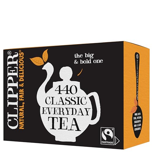 Clipper Classic Everyday One Cup Teabags | Black Tea Bags | Natural, Unbleached, Plant-Based Biodegradable & Non GM Teabags | Eco Conscious, All Natural & Fair Trade Tea (440 Teabags)