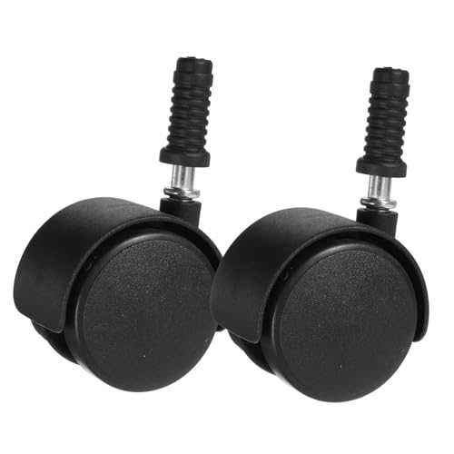 OSALADI 2-inch Office Chair Casters Twin Wheel Brake M7 Stem Diameter 2pcs Black Replacement Wheels for Office Chairs Suitable for Hard Floors