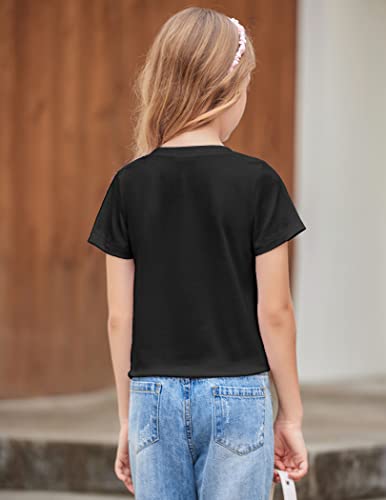 Image of Arshiner Girls Short Sleeve Shirts Tie Knot Front Tops T Shirts for Kids Crewneck Cute Casual Tie Dye Tee Blouse