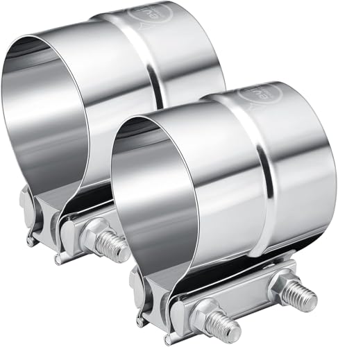 Image of EVIL ENERGY 3.0'' Exhaust Clamp, Lap Joint Band Clamp Stainless Steel for Pipes, Mufflers, Catalytic Converters (2PCS, 3.0 inch)