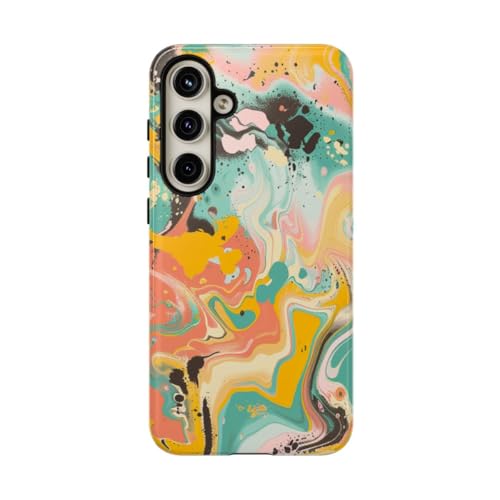 Coque Samsung S24 Plus d'art fluide abstrait finition brillante haut de gamme turquoise
