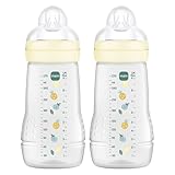 MAM Pack 2 Biberones, 2-4 Meses, 270ml, con Tetina 2 de Flujo Medio de Silicona de Fácil Aceptación, Fácil de Sostener, Fácil de Limpiar, MAM Easy Active, Neutro Brillante, Pack de 2uds