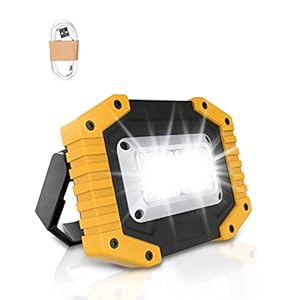 Trongle LED Rechargeable Work Lights, 45W Floodlight Battery Security Light with 3 Modes Outdoor COB Floodlight Camping Lights with USB Waterproof for Yard, Garage, Fishing, Hiking(Batteries Included)