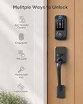 Wi-Fi Smart Lock with Handle, Keyless Entry Front Door Lock Set Built-in WiFi Fingerprint Electronic Smart Deadbolt with Lever Handle, Digital Keypad, Remote App Control, Easy Install Black