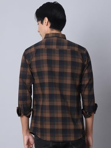 Image of Majestic Man Comfort Cotton Slim Fit Checked Casual Shirt for Men