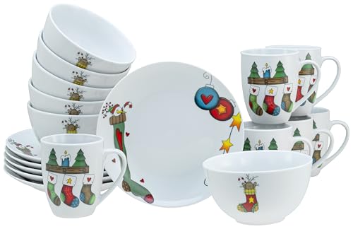 CreaTable, 21844, Serie Luna Socken, 18-teiliges Geschirrset für 6...