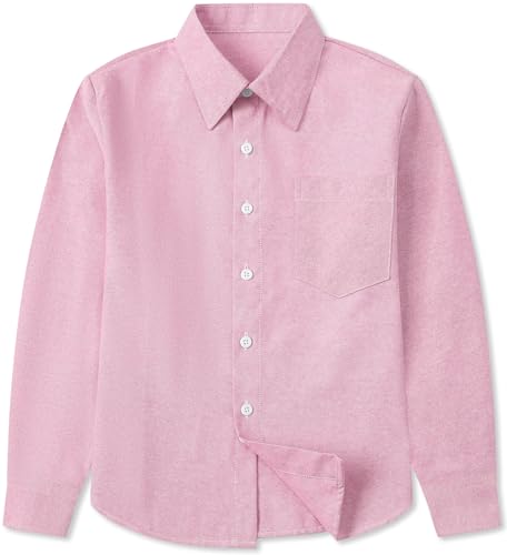 Cromoncent Boys&Mens Cotton Oxford Shirt Casual Dress Shirts Long Sleeve Button Down Shirts Regular-Fit3