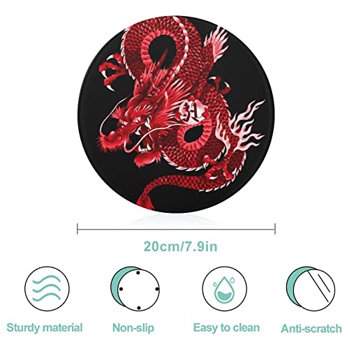 Planche à découper en verre Rouge Dragon 20 cm résistante à la chaleur