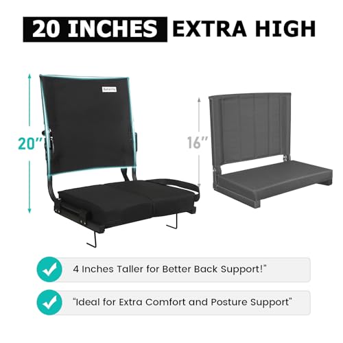 image for behairity Portable Stadium Seat for Bleachers with Back Support, Wide 