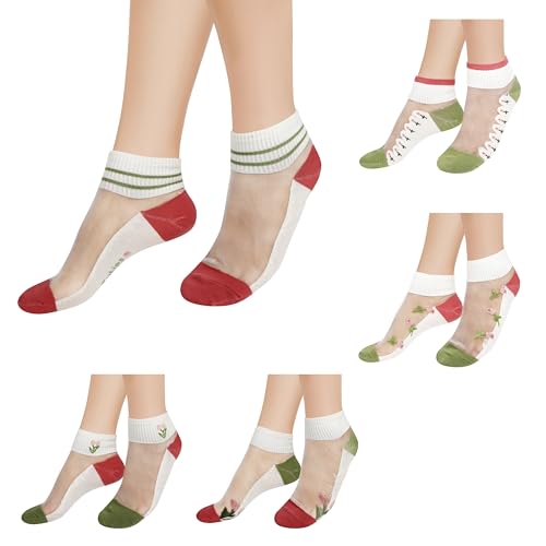 Image of Benefeet Sox Sheer Socks for Women Girls Mesh Ankle Socks Transparent Mesh Lace Sock Cute Thin Nylon See Through Sock