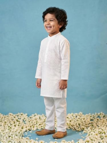 Image of AJ DEZINES Kids Kurta Pajama Set For Boys | Embroidery Chikankari Kurta Set | Cotton Stylish Boys Kurta Pyjama |Party & Ethnic Wear | Perfect For Festivals Wedding & Family Function
