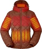 TRISTEAFF Women's Quilted Down Heated Jacket With Battery, Lightweight Smart Heating Coat with Hood For Winter Outdoor