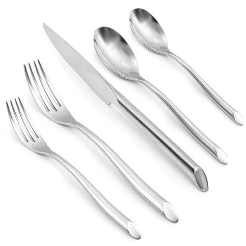 Wave-20-Piece-Silverware-Set-Forged-Stainless-Steel-Flatware-Set-Cutlery-Set-Mirror-Polished-Dishwasher-Safe-Service-for-4 Wave 20 Piece Silverware Set Forged Stainless Steel Flatware Set Cutlery Set Mirror Polished Dishwasher Safe Service for 4