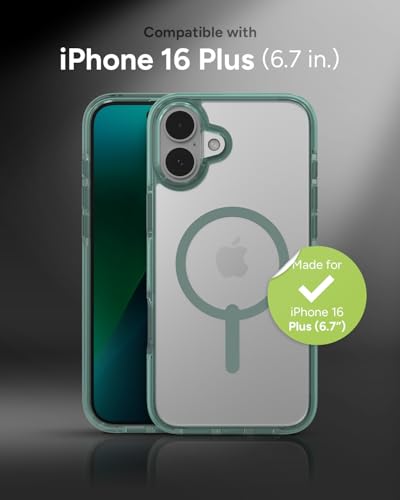 Image of ZAGG Santa Cruz Snap Case for iPhone 16 Plus Case - MagSafe Compatible, 13ft Military-Grade Drop Protection, Graphene Reinforced, Lightweight, 70% Recycled Content, Clear with Color Accents, Green