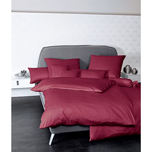Janine Mako Satin Bettwäsche Uni Colors 135 x 200 cm Bordeaux
