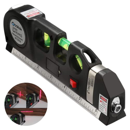 image for KIOLABO Multipurpose Laser Level Laser Line 8 feet Measure Tape Ruler 
