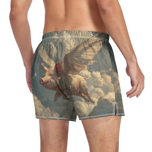 Winged Pig Men's Cotton Boxer Shorts Sleep Shorts Underwear with Button Fly Moisture-Wicking Pajama Bottoms4