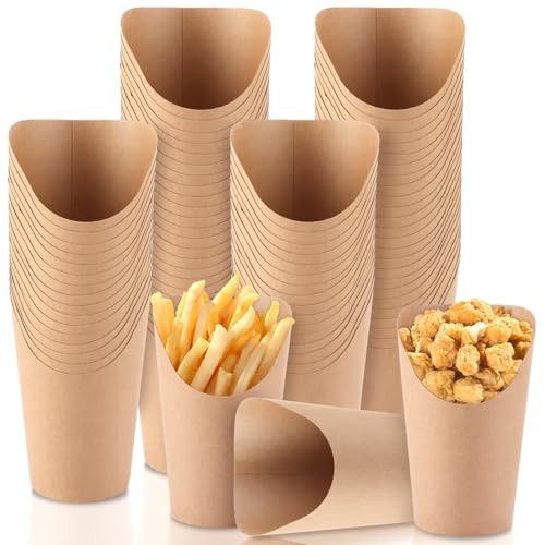 YAYODS Lot de 100 Gobelets en Papier Kraft 12 oz (360 ml), Pots à Frites Individuels avec...