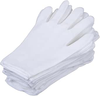 S&DIAN 8 Pairs White Cotton Gloves, 7.5