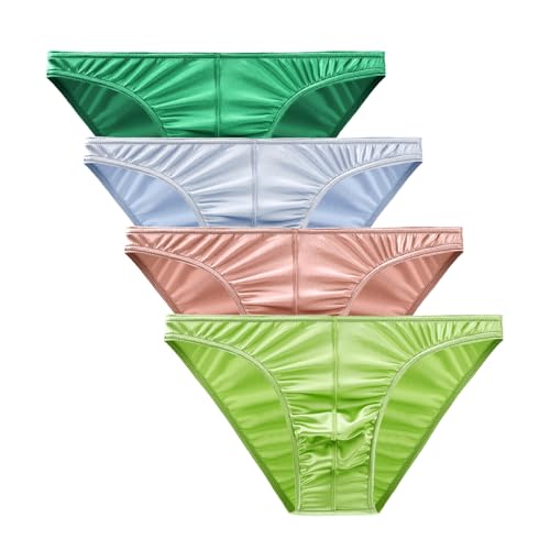 wierside Slip Homme sous Vêtements Stretch Pantalon Court Soft Satin Tongs Slips 4 pièces (2XL,FW0805-3)