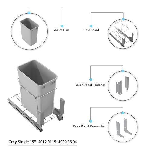 Contenedor de basura extraíble Dowell con kit de montaje y puerta gris miniatura 5