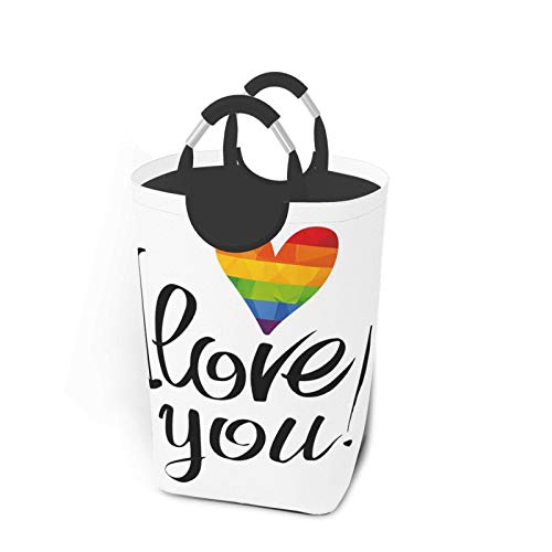 Wäschesack,Ich liebe dich Buchstaben Polygonale Wirkung Regenbogen Valentinstag Homosexuell Paare drucken,Großer faltbarer