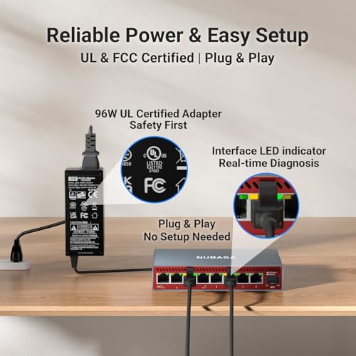 Image of 2.5Gb PoE++ Switch with 10G SFP+ Uplink, 8-Port 2.5GbE (4-Port 802.3bt 60W), 90W PoE Budget, Silent Aluminum Metal Shell, High-Speed Network Switch for 4K PTZ IP Cam, NAS, Access Points
