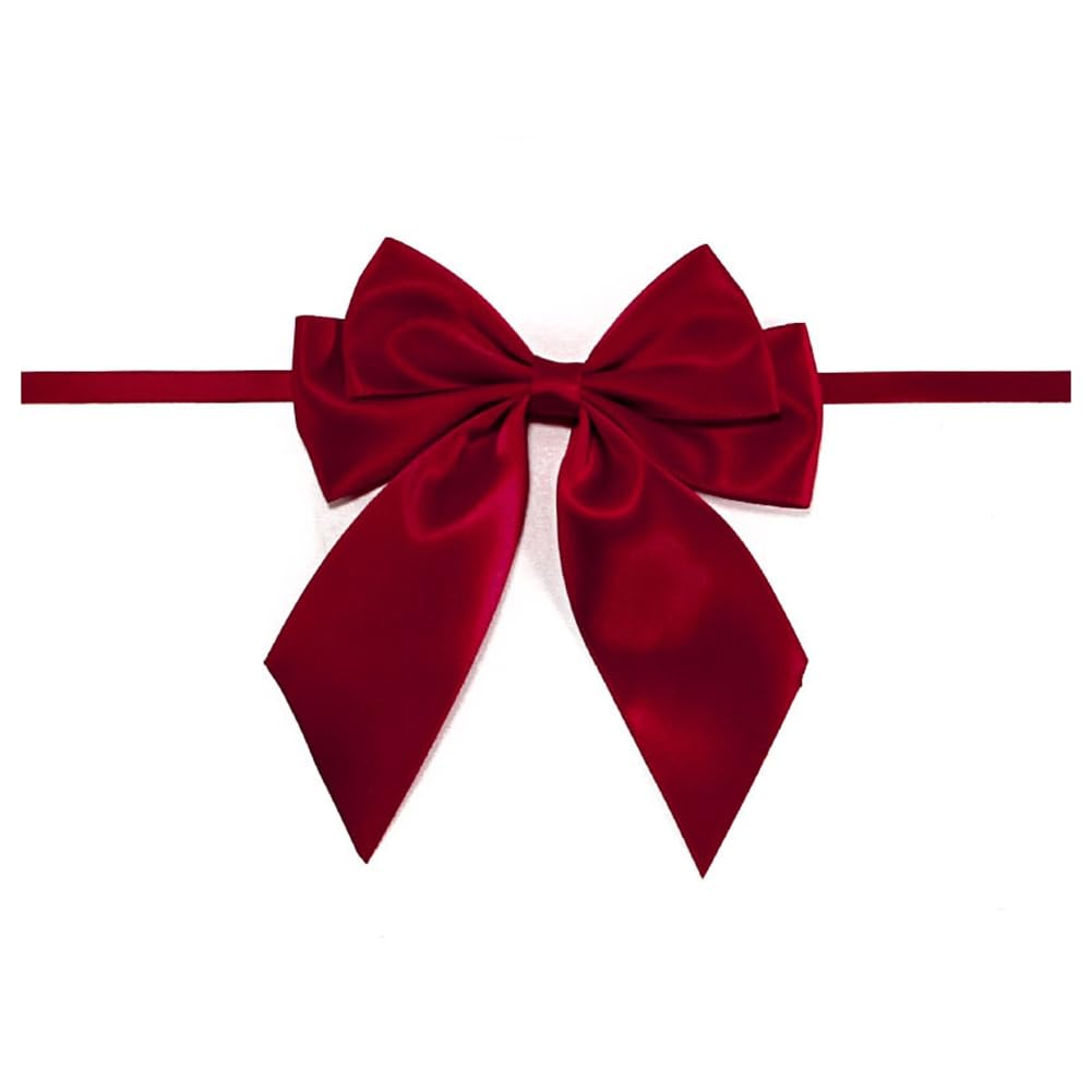 Lazo decorativo con cinta de satén para decoración de paquetes, caja de regalo, lazos para Navidad, bodas, cumpleaños, fiestas, regalos, decoración burdeos, 100 unidades
