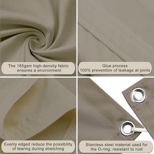 Voile d'ombrage imperméable 4.5 x 5.5 m avec oeillets extérieur