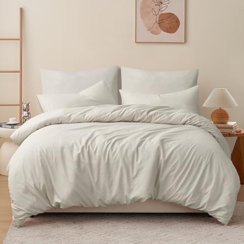 RUIKASI Bettwäsche 220x240 3teilig Beige - Polyester Mikrofaser...