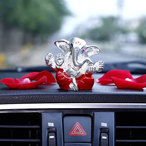Image of Neodrift Ganesh Idol for Car Dashboard (Real 24kt & 999 Silver Plated, Dual-Tone Gold & Silver) (Model ND05) - Enhance Your Drive