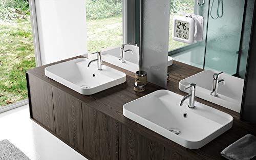 Kadams Bathroom Digital Clock With Large Lcd Screen - Shower Wall Clock With Timer - Water Resistant - Temperature & Humidity Display - Calendar Display - 4 Mounting Options,White #TOP5