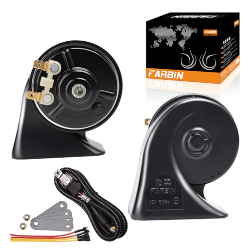 FARBIN Car Horn Kit with Relay Harness 12V Waterproof Super Loud Train Horns for Truck Universal Compatible with Car Motorcycle Truck Boat