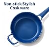NutriChef 3.7Qt Saute Pan With Lid - Non-Stick Stylish Kitchen Cookware with Foldable Knob, Works with Model: NCCWSTKBUL (Blue) #2