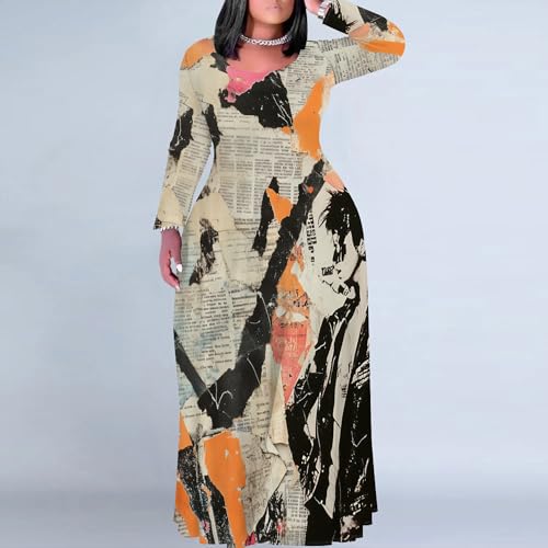 Image of PinkPatty Women's Plus Size Long Sleeve Maxi Dresses T Shirt Boho Fall Dress with Pockets