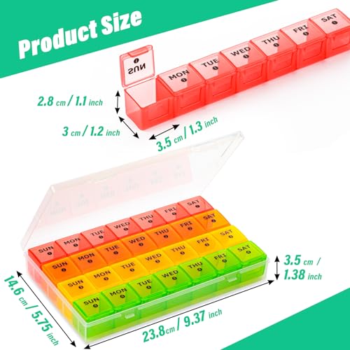 Image of Large Monthly Pill Organizer, XL 4 Weeks Pill Box,28 Day Pill Cases Organizerd by Week,Big Compartment Pill Container with Dust-Proof,for Pills /Vitamin /Fish Oil /Supplements,by Yaklim (ROYG)