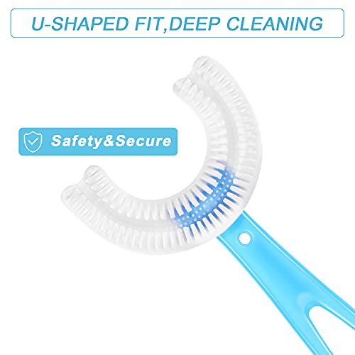 Nuenen 8 Pieces Kids U Shaped Toothbrush Manual Training Tooth Brush With Soft Silicone Brush Head Whitening Massage Toothbrush Whole Mouth Toothbrush 360 Oral Teeth Cleaning (Long Handle) #TOP2